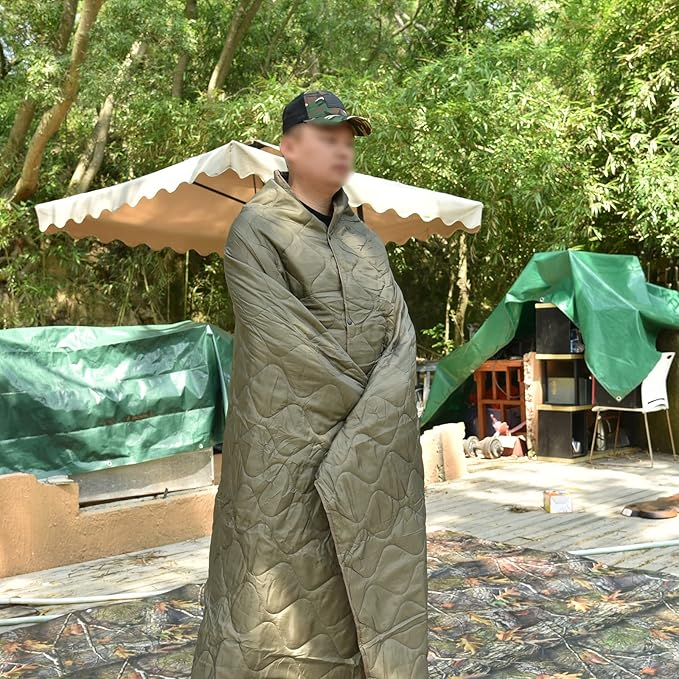 Poncho Liner Military Insulation Blanket Camo with Compression Carry Bag for Outdoors Hiking Jungle Hunting Gear