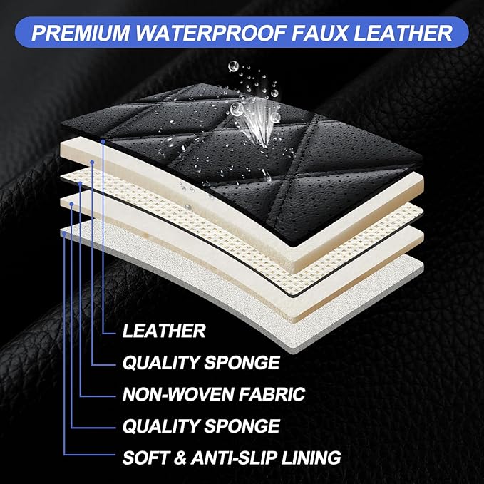 Fit TL Car Seat Covers for Acura TL 2004-2014 - Premium Leather, Waterproof, All-Weather, Airbag Compatible, Anti-Slip, Breathable, Easy Install, Seat Protectors, Full Set, Redline