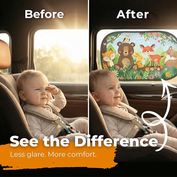Car Window Shade for Baby with Certified UV-Protection 2 Pack - 20"x12"