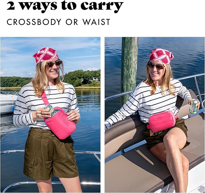 Fit & Fresh Insulated Belt Bag, Small Insulated & Leakproof Cooler, Adjustable Fanny Pack for Women, Small Soft Cooler, Crossbody Bags for Women, Hot Pink