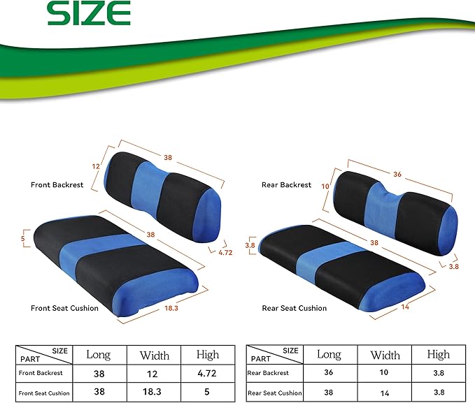 4 Passenger Golf Cart Seat Covers for Club Car DS Golf Carts OME Ordinary Seats, DS Golf Cart Seat Cover Front and Rear/Back, Washable Seat Cover