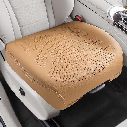 1 Piece Front Leatherette Seat Covers Faux Leather Bottom Car Seat Covers, Super Breathable,Anti-Slip,Universal Seat Covers for Cars,Full Wrapping Edge Fit for Most Sedans SUV Pick-up (Brown)