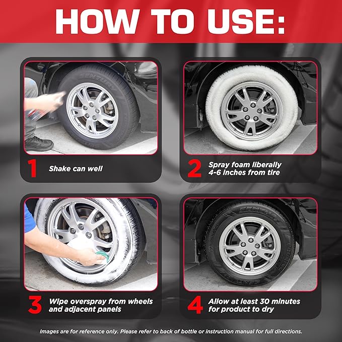 Black Magic 800002220 Tire Wet Foam, 18 oz. - Specially Formulated Thick Tire Spray Foam Clings to Tires to Dissolve and Clean Dirt While Shining and Protecting All In One Step