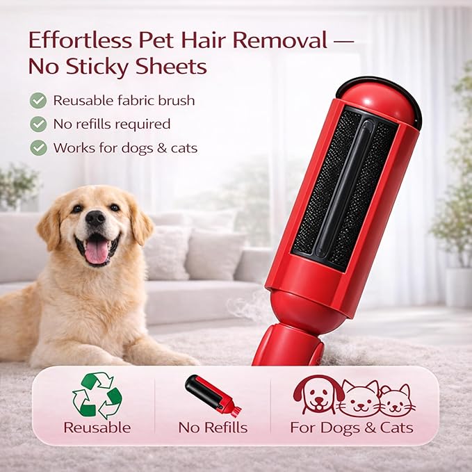 Pet Hair Remover Roller- Pet Hair Removal Tool with Strong Grip for Effortless Cleaning- Pet Hair Roller Lifts Fur from Clothes, Furniture & Car- Keep Your Home Fur-Free with Easy Cat Hair Lint Roller