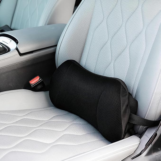Lumbar Support Pillow for Office Chair and Car, Memory Foam Back Cushion Provides Lumbar Support to Relieve Back Pain, Ideal for Driving and Office Use (Black)