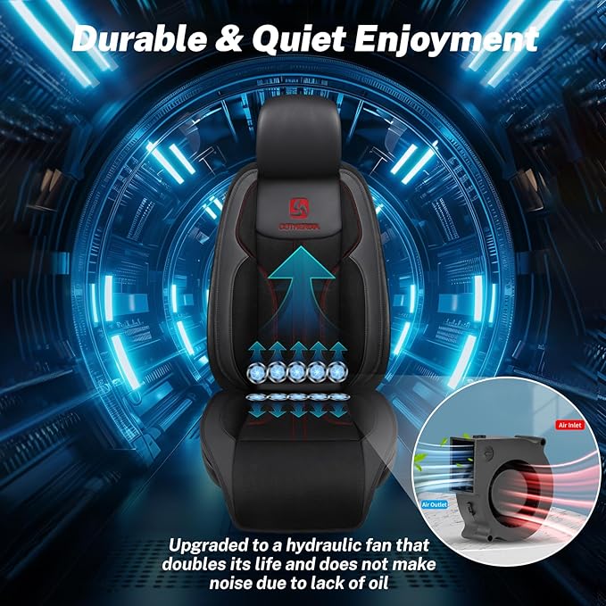 Cooling Car Seat Cushion Front Seat,12V&24V Cooling Seat Cover for Cars with 10 Fans,Rapid Cooling with Automatic Start and Pause Seat Cushion (Black)