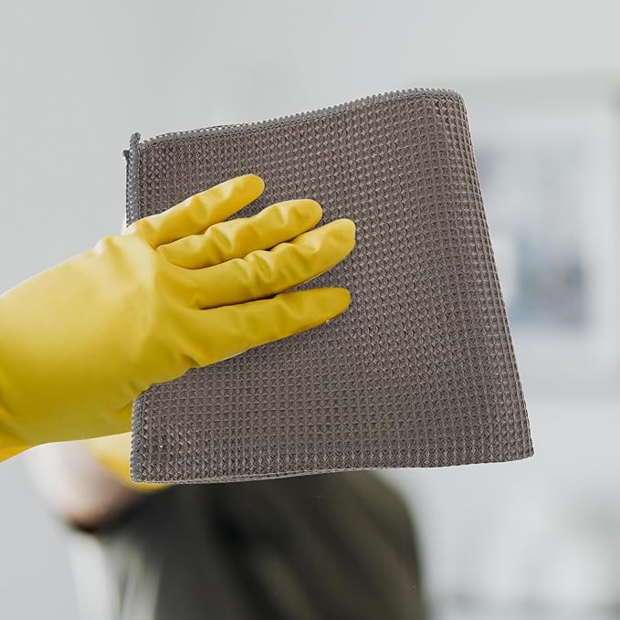 Microfiber Car Care Towel 40x40cm Absorbent Auto Detailing Cloth Gray Waffle Pattern for Interior and Exterior Car Maintenance Supplies