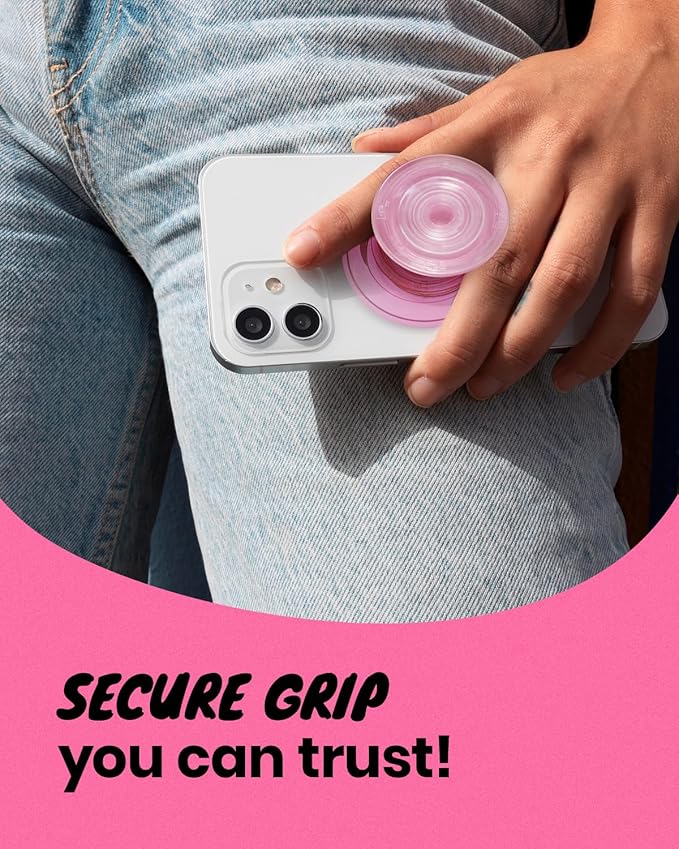 On The Grip Compatible with Magsafe Ultra-Thin Collapsible Phone Grip – Sleek Magnetic Phone Holder for iPhone & Android, 360 Rotation, Wireless Charger Compatible, Durable & Portable (Pink)