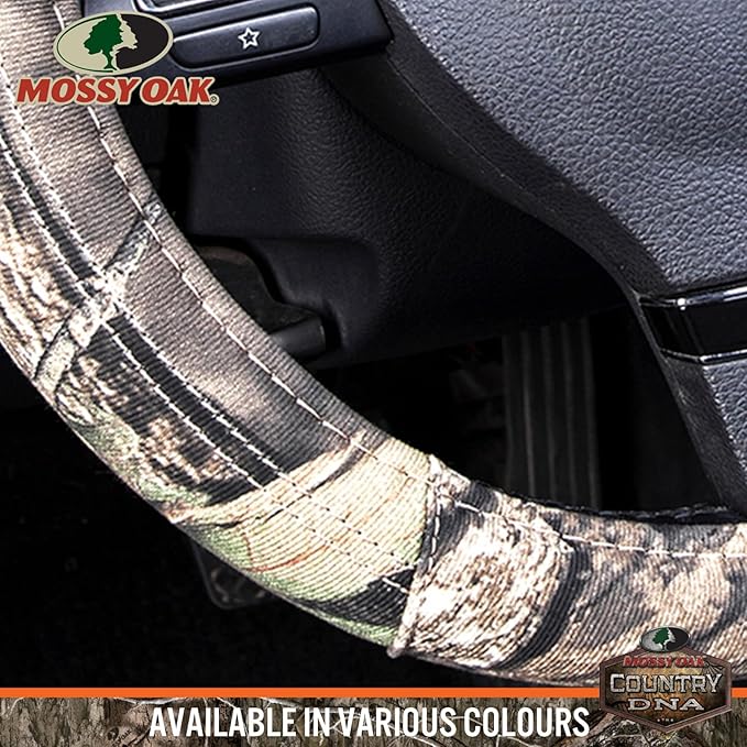 Mossy Oak Full Camo Steering Wheel Cover - Made from Premium Cotton Twill, Universal Fit for 14 1/2 to 15 inches - Official Licensed Product