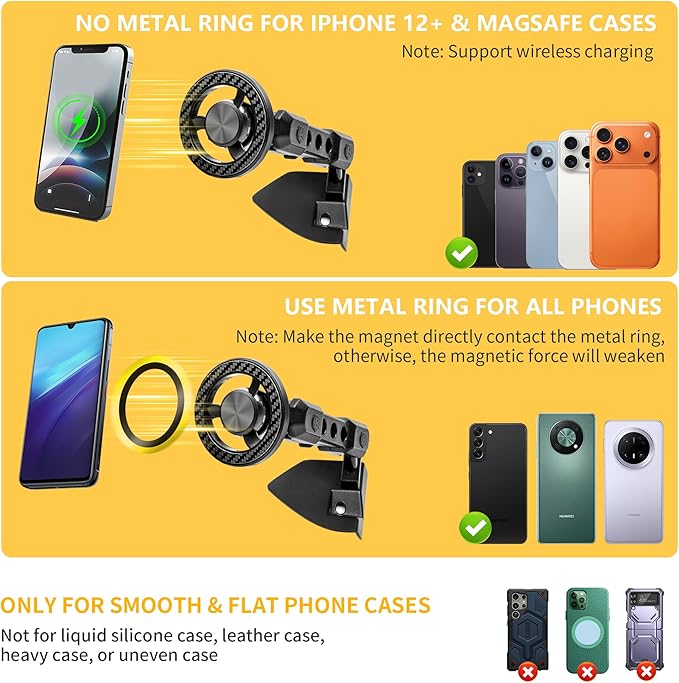 Magnetic Phone Mount Holder for 2018-2023 Jeep Wrangler JL 4XE Gladiator JT, for Magsafe iPhone 12-17 Series Accessories, 360° Adjustable, One-Hand, Off-Road Stable, No Darill Easy to Install