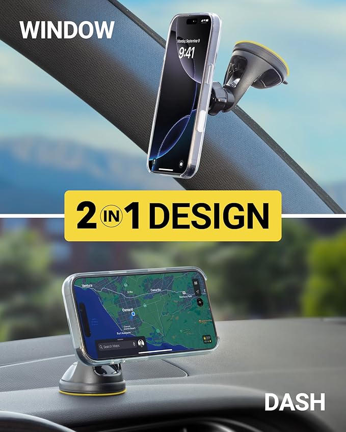 Scosche SMS2WD MagicMount MagSafe Suction Cup Phone Mount for Car Windshield/Dashboard Cell Phone Holder Compatible with Popsocket, Magnetic Stand Compatible with iPhone 17/16/15/14/13/12 & Android