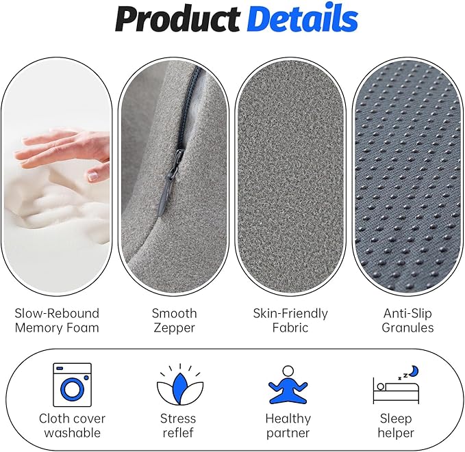 Headrest Office Chair Neck Pillow Ergonomic Memory Foam Desk Pillow for Napping - Multifunctional Comfort for Adult Workstations,Neck Support Pillow Chair for Car, Office, Gaming