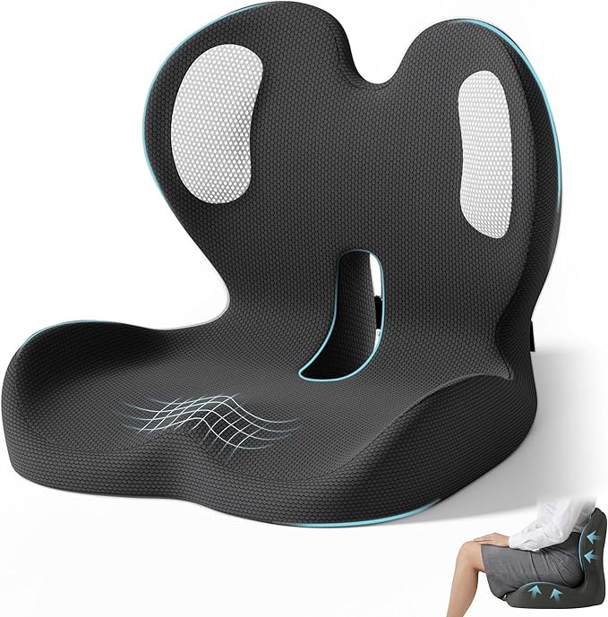 Ergonomic Seat Cushion,Office Chair Cushion with Lumbar Support Pillow,Car Orthopedic Seat Cushions,Designed for Sciatica,Tailbone,Back Pain Relief,for Office,Car,Truck,Home,Desk Chair