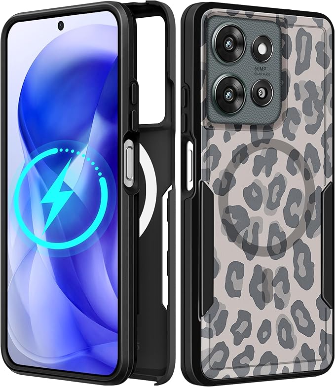 for Moto G 2025 Case Women - Compatible with MagSafe Cute Girls Magnetic Protective Phone Cover Cool Fun Unique Leopard Heavy Duty Shockproof Design for Motorola Moto G 5G 2025 Cases