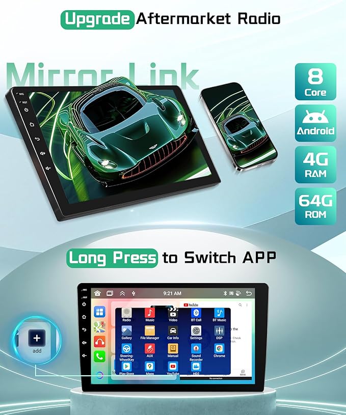 8 Core 4G+64G Car Radio Stereo for Chevrolet Chevy Camaro 2008-2015 with 5GWIFI Wireless Carplay Android Auto, Sellrich 9" 1280P Touchscreen Radio with Bluetooth 5.0 GPS FM/RDS SWC Backup Camera