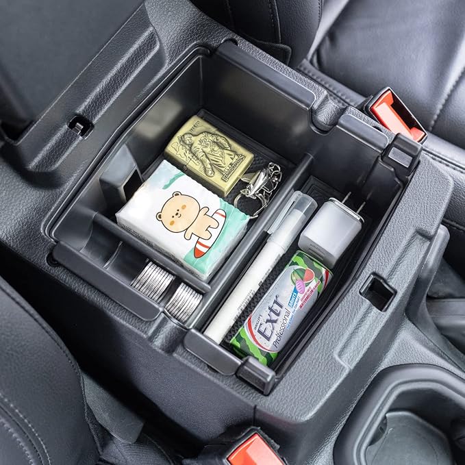 PIMCAR Center Console Organizer for Jeep Wrangler JL/JLU (2018-2026) & Gladiator JT (2020-2026) | Armrest Storage Tray | Interior Accessories (Not for JK/JKU) | Black Liner Trim
