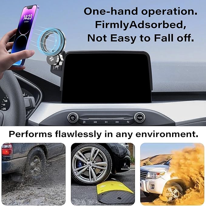 Car Phone Holder for Ford Escape 2020-2025 2026 Accessories Apply to 8 Inch Touch Screen Fixed Clip Magnetic Cell Phone Mount Hands-Free 360 Degree Rotation