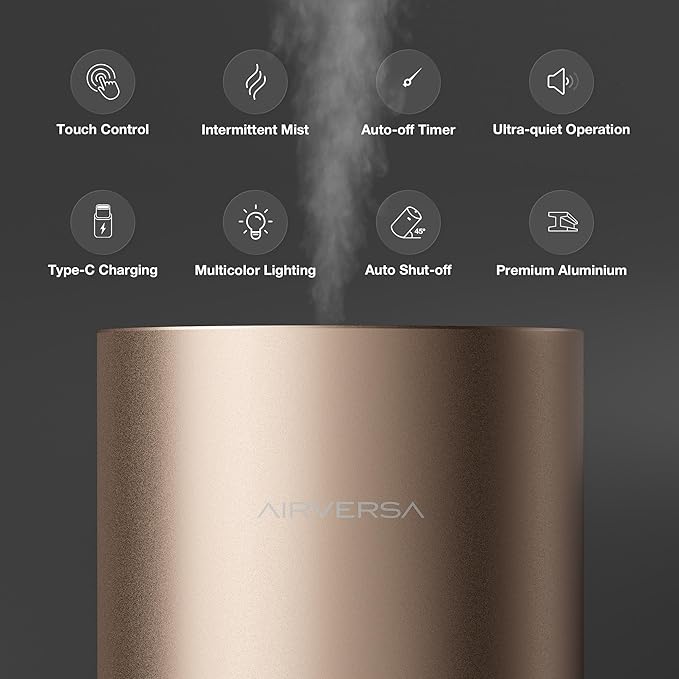 Airversa Waterless Essential Oil Diffuser Starter Kit with 2x30mL Hotel Scent Fragrance Oil for Home Room Desk Car, Battery Operated Scent Air Freshener Diffuser, 100mL Capacity, RD1 Kit Black