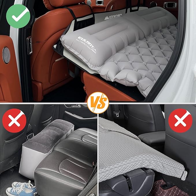 Car Rear Seat Mattress Extension Plate, Foldable Car Back Seat Extender，Portable Mattress for Sleeping, Increase Travel Trunk Space and Car Bed Camping Space for Cars, SUV, Model Y/3（Grey）