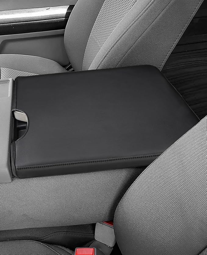 INTGET Center Console Armrest Cover for 2026 Ford F150 Accessories 2015-2023 2024 2025/for F250 F350 F450 F550 2017-2026 40/20/40 Jump Seat Car Arm Rest Lid Seat(black stitches, 2015-2026 Jump Seat)