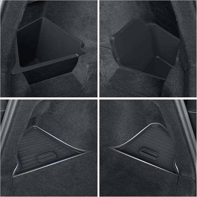 LUCKEASY Organizer for Tesla Model Y Juniper 2025+ Rear Trunk Storage Bins|Wireless Charging Pad|Seat Belt Buckle|Key Card|Center Mat|Glove Box Hook|Seat Hooks|Gear Shift|Door Lock Buckles|Cup Holder