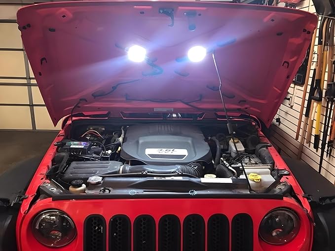 iJDMTOY 22-Diode 2-1/4-Inch LED Circle Under Hood, Truck Bed, Cargo Area Illumination Lighting Kit w/Relay On/Off Switch, Universal Fit for Car Truck SUV