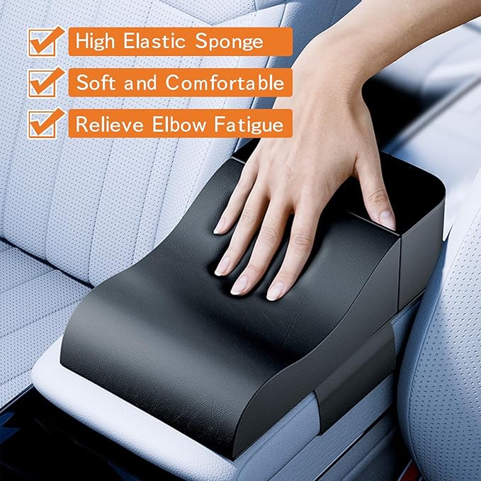 Car Center Console Cover, Upgraded Memory Foam Car Armrest Cushion with Cup Holder, Ergonomic Design, Waterproof Middle Console Cover Arm Rest Box Pad Car Interior Accessories for Most Vehicles
