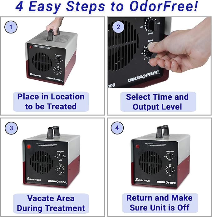 OdorFree Estate 4000 Ozone Generator for Eliminating Odors from Large Homes & Offices, Townhouses and Commercial Spaces at their Source - Easily Treats Up To 4000 Sq Ft
