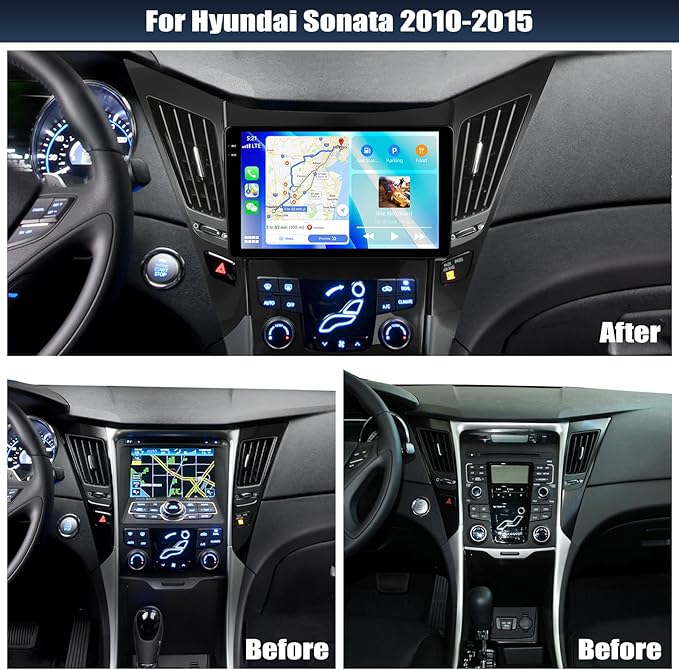2G+64G Android 15 Car Stereo for Hyundai Sonata 2010-2015 with Wireless Carplay Android Auto,9” Touchscreen Hyundai Sonata Car Radio with Mirror Link WiFi/GPS Bluetooth FM/RDS SWC+AHD Rear Camera