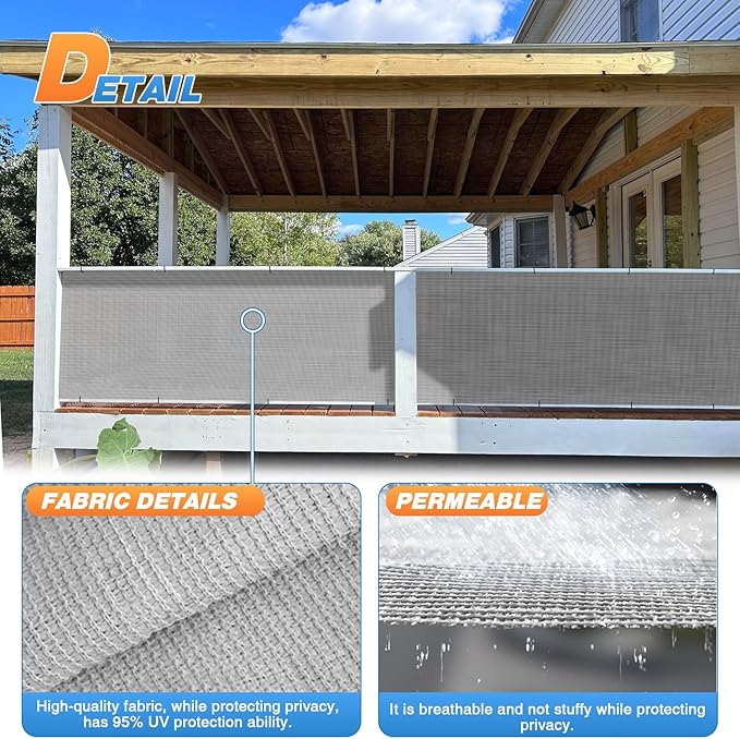 TANG Sun Shade Fabric Roll 8'x2' Shade Cloth for Garden Light Grey HDPE Mesh Shading Pergola Cover Replacement Canopy, 95% Blockage Sunshades for Outdoor Patio Backyard Plant