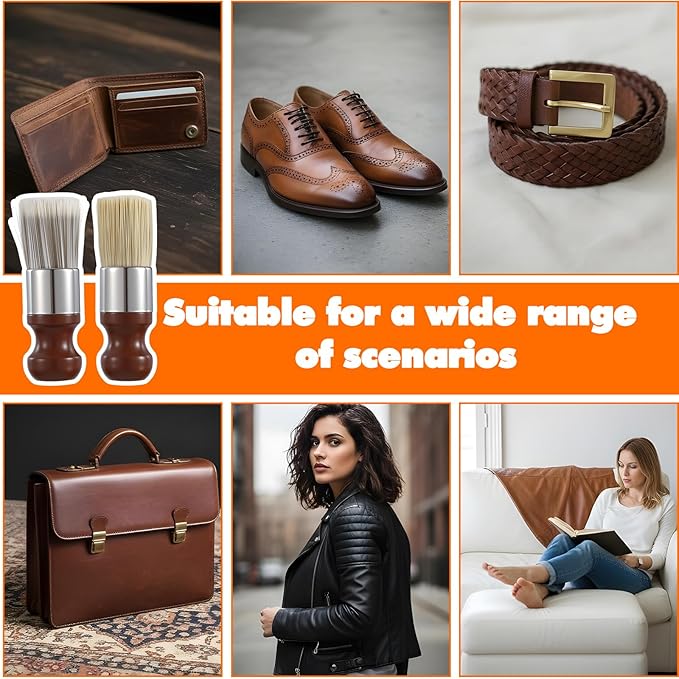 2 PCS Salve Brush for Furniture, Durable Salve Wax Brushing Tool for Leather for Furniture Home Leather Wood Cleaning Tool with Comfortable Handle