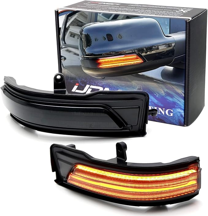iJDMTOY Smoked Lens Dynamic Sequential Blink/Flow Full LED Side Mirror Turn Signal Light Assembly Kit Compatible with 2019-up Dodge RAM 1500