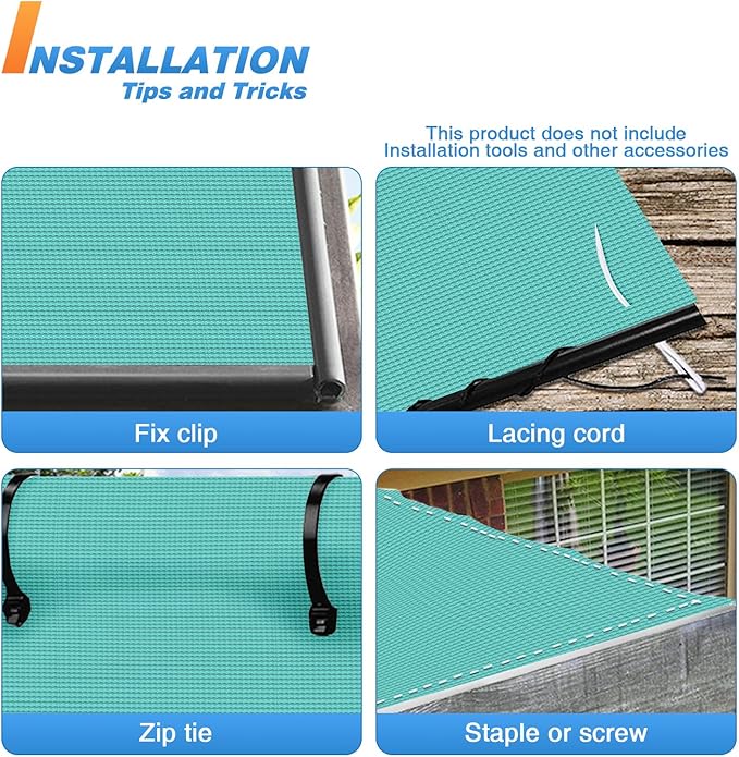 TANG Sun Shade Fabric Roll 8'x58' Shade Cloth for Garden Turquoise Green HDPE Mesh Shading Pergola Cover Replacement Canopy, 95% Blockage Sunshades for Outdoor Patio Backyard Plant