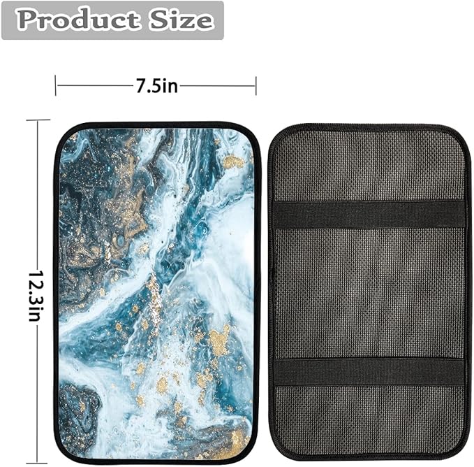 Dreaweet Blue Marble Print Armrest Cover for Car Truck,Soft Comfortable Car Center Armrest Cover Universal Center Console Cover Replacement
