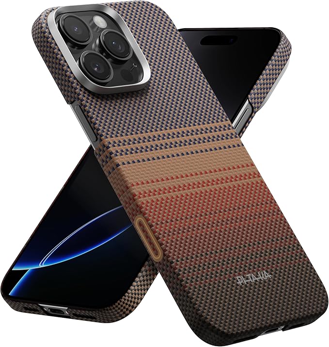 pitaka for iPhone 16 Pro Max Case Compatible with MagSafe, Thin & Light Case iPhone 16 Pro Max with a Caseless Feel, 1500D Aramid Fiber Woven [Tactile Woven-Sunset]