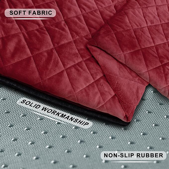 YOKYHOM Golf Cart Seat Covers for 2 & 4 Passenger Carts, Thick Short Plush with Non-Slip Backing, Ultra Soft Seat Towel Blanket, Fits EZGO, Club Car, Yamaha, 51"x30.5", Wine Red
