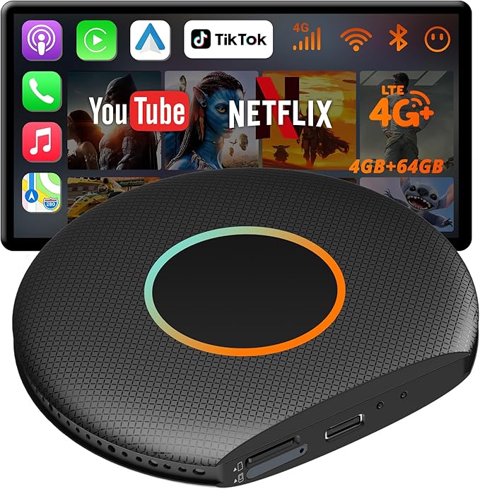 Magic AI Box, Wireless CarPlay/Android Auto Adapter, Car Video Box Supports for Netflix/YouTube/TikTok/TF Card, DriveChat AI Smart Box with GPS/Dual Bluetooth