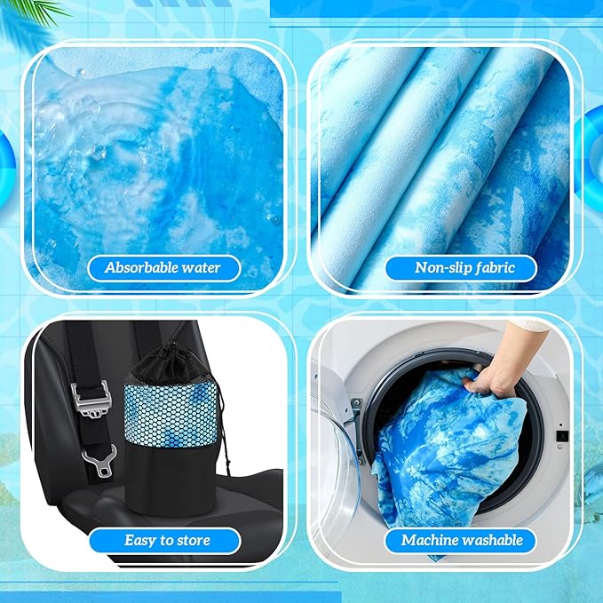 1 Pack Car Seat Towel Covers with Storage Bag 63 x 32 Inch Athletic Running Towel Seat Sweat Washable Non Slip Cover Gift for Car Outdoor Sport Activities (Blue Tie Dye)