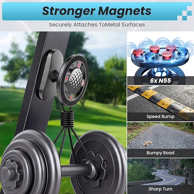 Magnetic Golf Cart Phone Holder Compatible with MagSafe iPhone 12-17, Golf Cart Mount Accessories Gifts for Men Golfers Women Dad, Golf Stuff for EZGO, Gym, Club Car Black