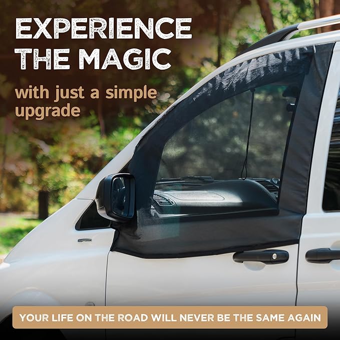 Living in a Bubble Magnetic Bug Screen for Front Doors (Pair), Compatible with RAM Promaster. Vanlife Accessories & Van Life Essentials