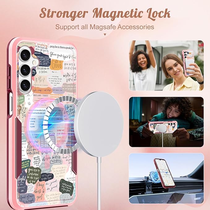 for Samsung Galaxy A14 5G Phone Case - Compatible with MagSafe Women Girls Cute Magnetic Protective Cover Girly Kawaii Unique Heavy Duty Shockproof Design for Samsung Galaxy A14 5G Cases