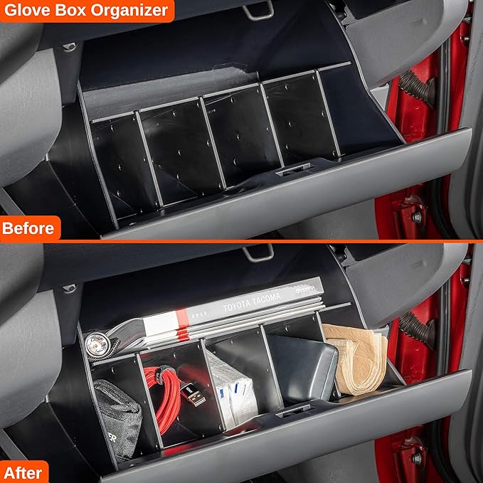 Vehicle OCD - Center Console Divider, Tray, and Glove Box Organizer for Toyota Tacoma (2005-2015) - Made in USA - SLX500
