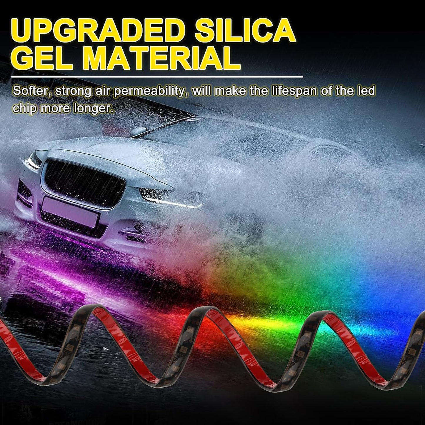 OPP ULITE Car Underglow Light Strip Dream Chasing Color, Upgraded Silicone Material, 212 Modes, 360pcs Led, APP Control Underbody Lights, 90x120x90, 6PC Pack