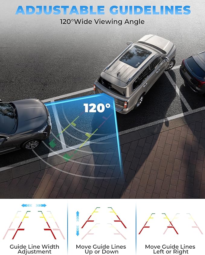 Solar Wireless Backup Camera, 5" 1080P DVR Monitor, 2-Min No-Wiring Installation Back Up Camera, 4800mAh Battery, Stable Signal, IP69K Waterproof Reverse Camera for Car, SUV, Pickup, Truck, Trailer