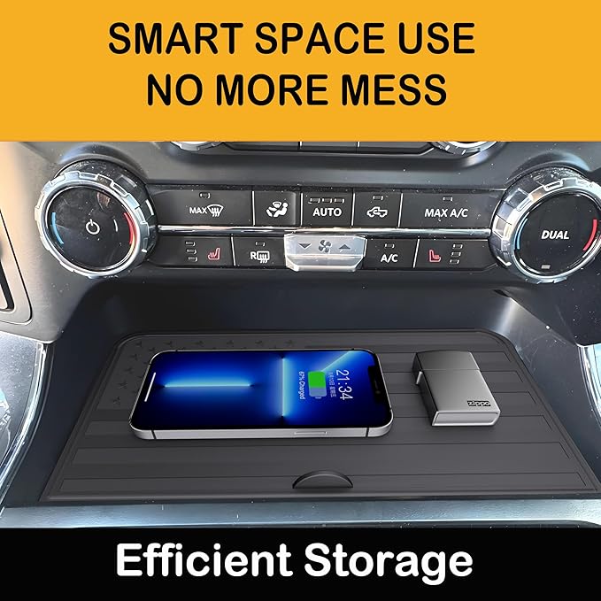 Center Console Compartment Cover for Ford F150 2021-2025 & Lightning XLT 2022-2024, Front Interior Storage Cubby Lid Hidden Secret Pocket Panel (For Open Pocket in Front of Shifter) (Full Coverage)