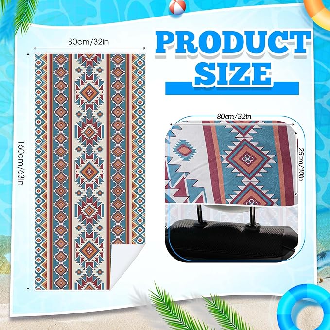 2 Pack Car Seat Towel Covers with Storage Bag 63 x 32 Inch Athletic Running Towel Seat Sweat Washable Non Slip Cover Gift for Car Outdoor Sport Activities (Tuscon Aztec)
