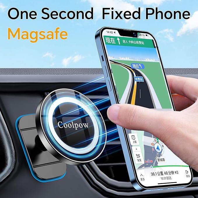 for iPhone MagSafe Car Mount Dashboard【Stronger Magnets】 Magnetic Phone Holder for Car Dash【Hands Free 】 Magsafe car Holder for Car Fit iPhone 15 14 13 12 Pro Max Plus Mini Mag Safe Case &Cell Phone