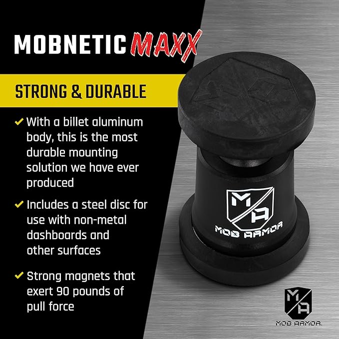 Mob Armor MobNetic Maxx - USA Assembled Magnetic Phone Holder for Car, Magnetic Car Phone Mount, 90-Degree Tilt, 360-Degree Rotation, Aluminum Metal, Compatible with iPhone & Android - Red