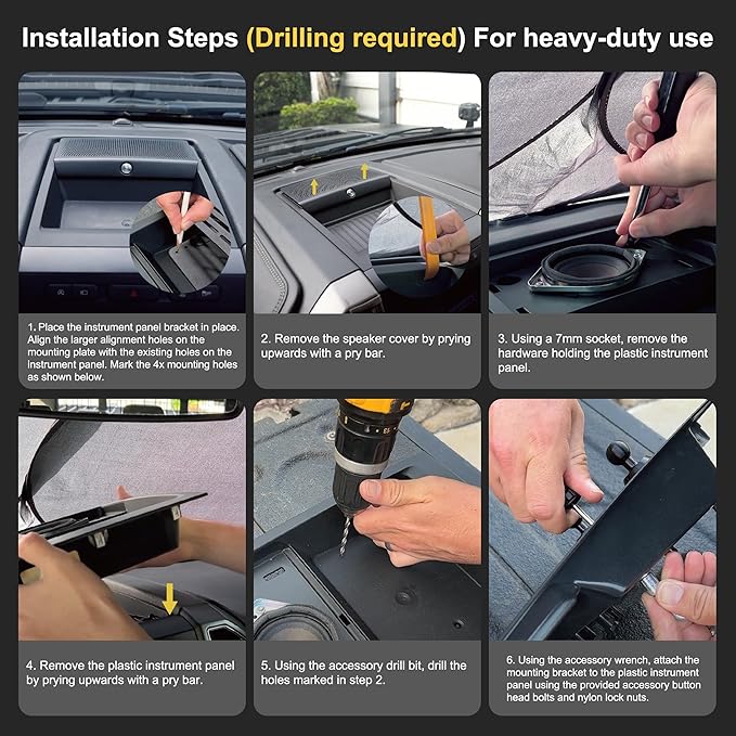 Surfcabin Dash Mount Phone Holder Compatible with 2015-2020 F150 2017-2022 F250 F350 Metal Cellphone Mounting Bracket Stand for Most CellPhones