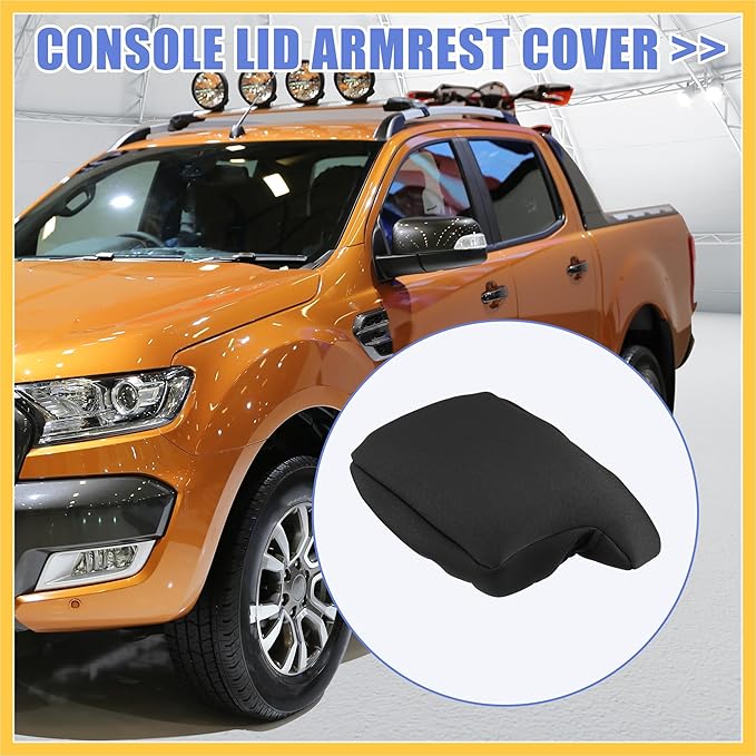 Car Center Console Armrest Cover for Ford for Ranger 2019-2023 Neoprene Interior Arm Rest Cover Elbow Cushion Pad Black Auto Replacement Parts